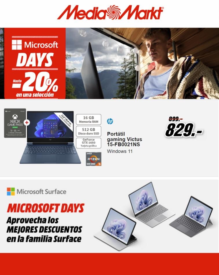 MediaMarkt  canarias  Microsoft Days ¡Hasta -20%!  