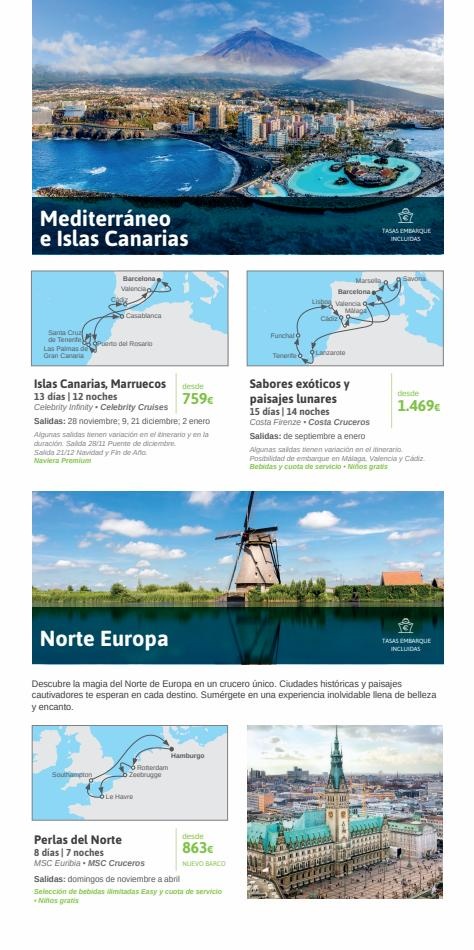 Viajes El Corte Inglés canarias  Cruceros marítimos invierno  ofertas