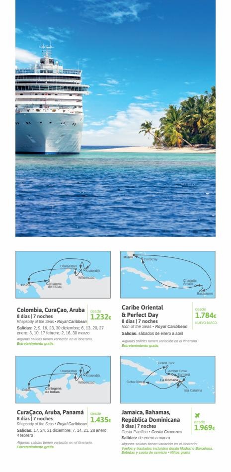 Viajes El Corte Inglés canarias  Cruceros marítimos invierno  ofertas